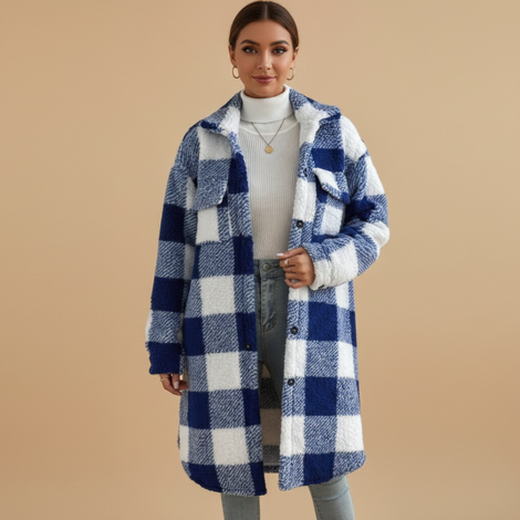 Winterjacke Damen im Klassischen Karomuster – Gerader Schnitt für Alltag und Anlässe