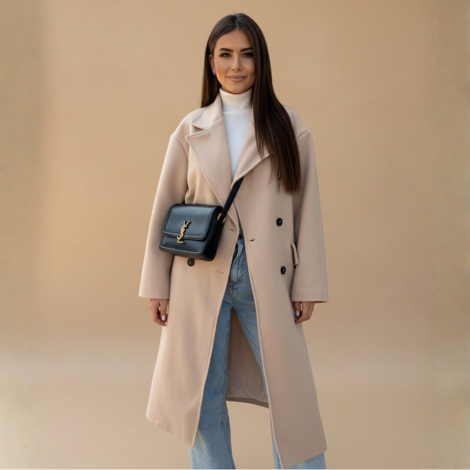Eleganter Mantel für Damen mit Seitentaschen – Vielseitig für Übergangszeit und Alltag
