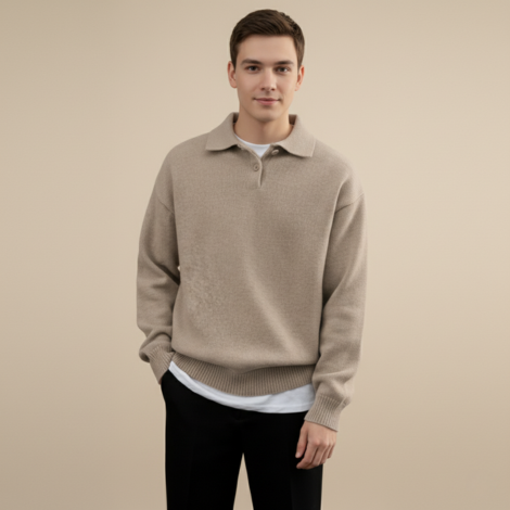 Strickpullover Herren mit Polokragen – Eleganter Feinstrick für Smarte Casual-Outfits
