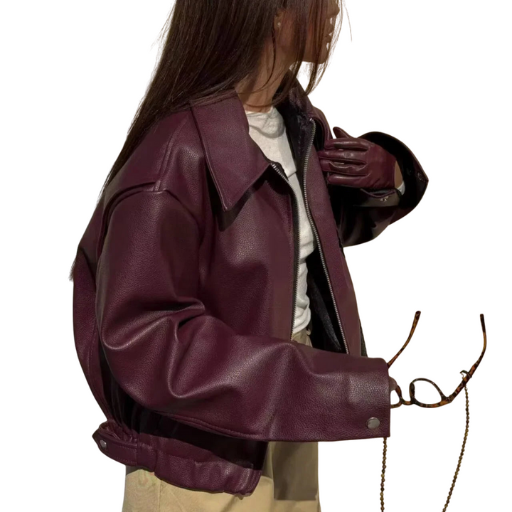 Biker-Lederjacke für Frauen mit Reißverschluss und Umlegekragen – Streetstyle für Alltag und Abend