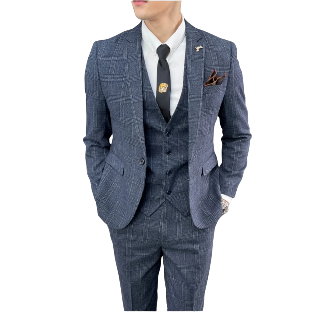 Dreiteiliger Anzug für Herren im Britisch-Koreanischen Stil – Modisches Business Set mit Weste und Hose