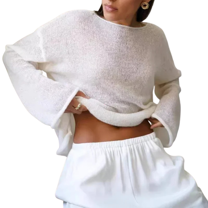 Eleganter Damenpullover in Pink und Weiß – Lockere Strickjacke für Sommer und Herbst