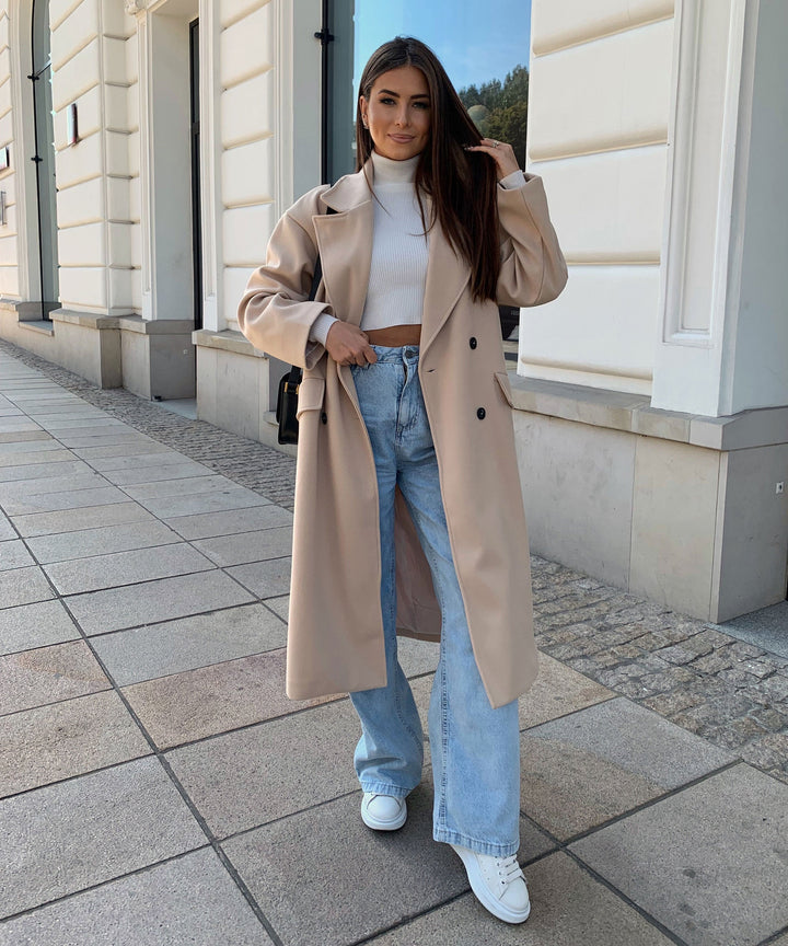 Eleganter Mantel für Damen mit Seitentaschen – Vielseitig für Übergangszeit und Alltag
