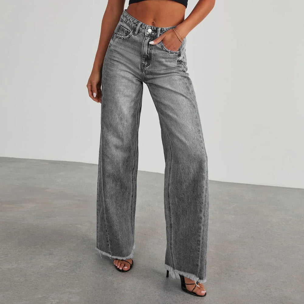 Flared Jeans Damen mit Hohem Bund und Raw-Hem für Urbanen Style 1