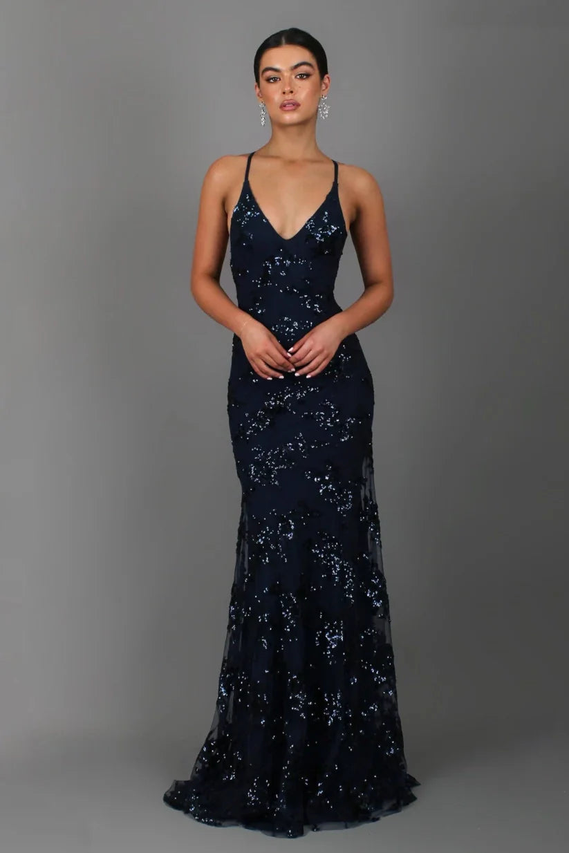 Glamouröses Abendkleid für Damen mit V-Ausschnitt & Glitzereffekt – Figurbetontes Lange Abendkleid für Elegante Anlässe 7