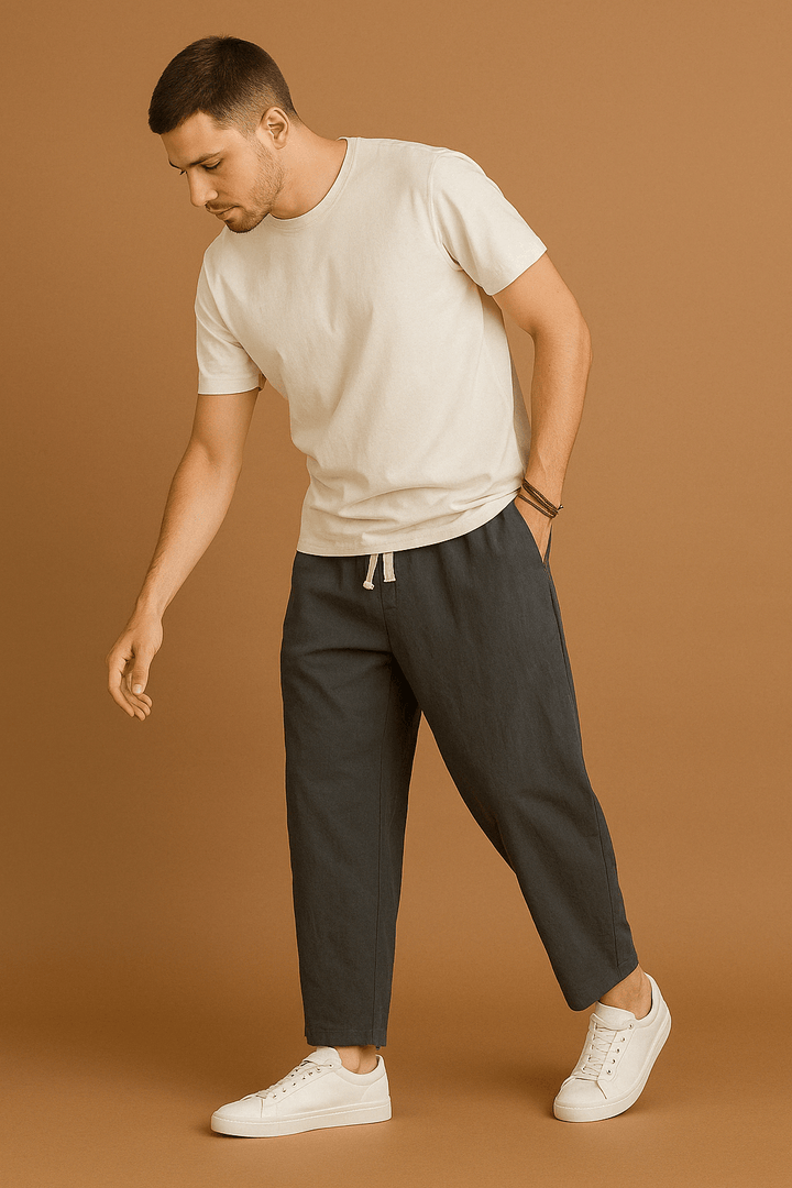 Herren Leinenhose Sommer Leicht Atmungsaktiv
