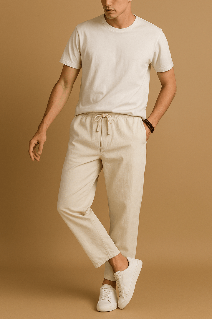 Herren Leinenhose Sommer Leicht Atmungsaktiv