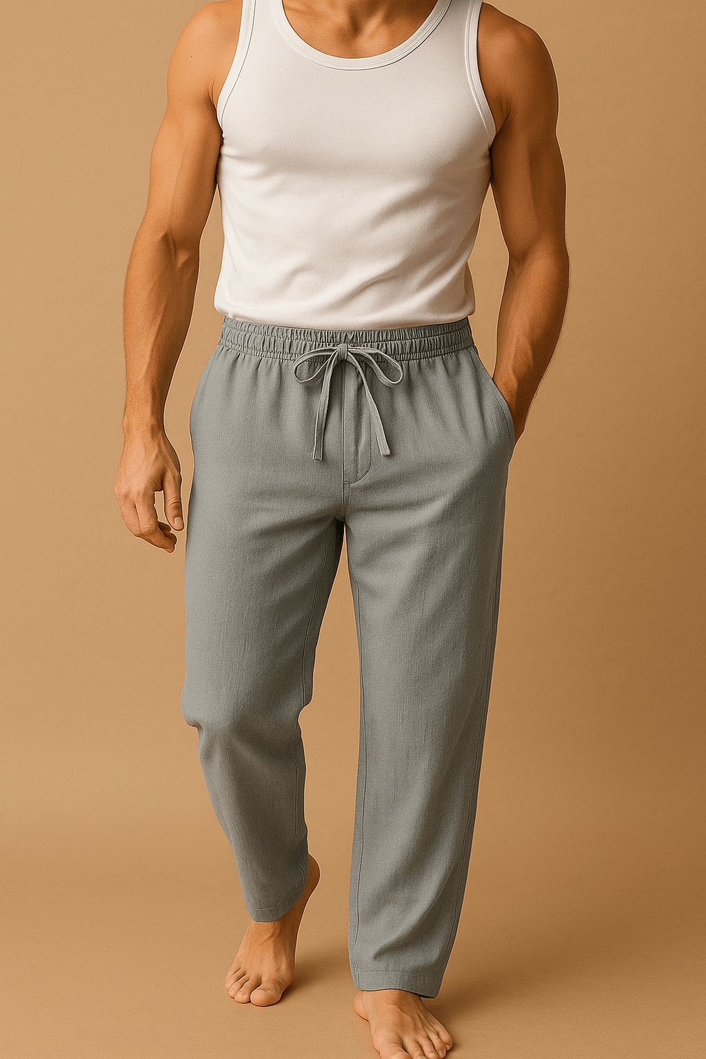 Herren Leinenhose Modern Schnitt Atmungsaktive Leinenmischung