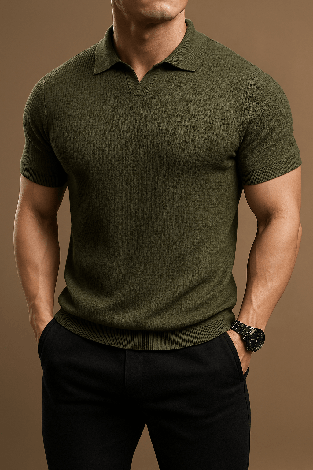 Herren Polo Shirt Strick – Smart Casual Poloshirt mit Struktur