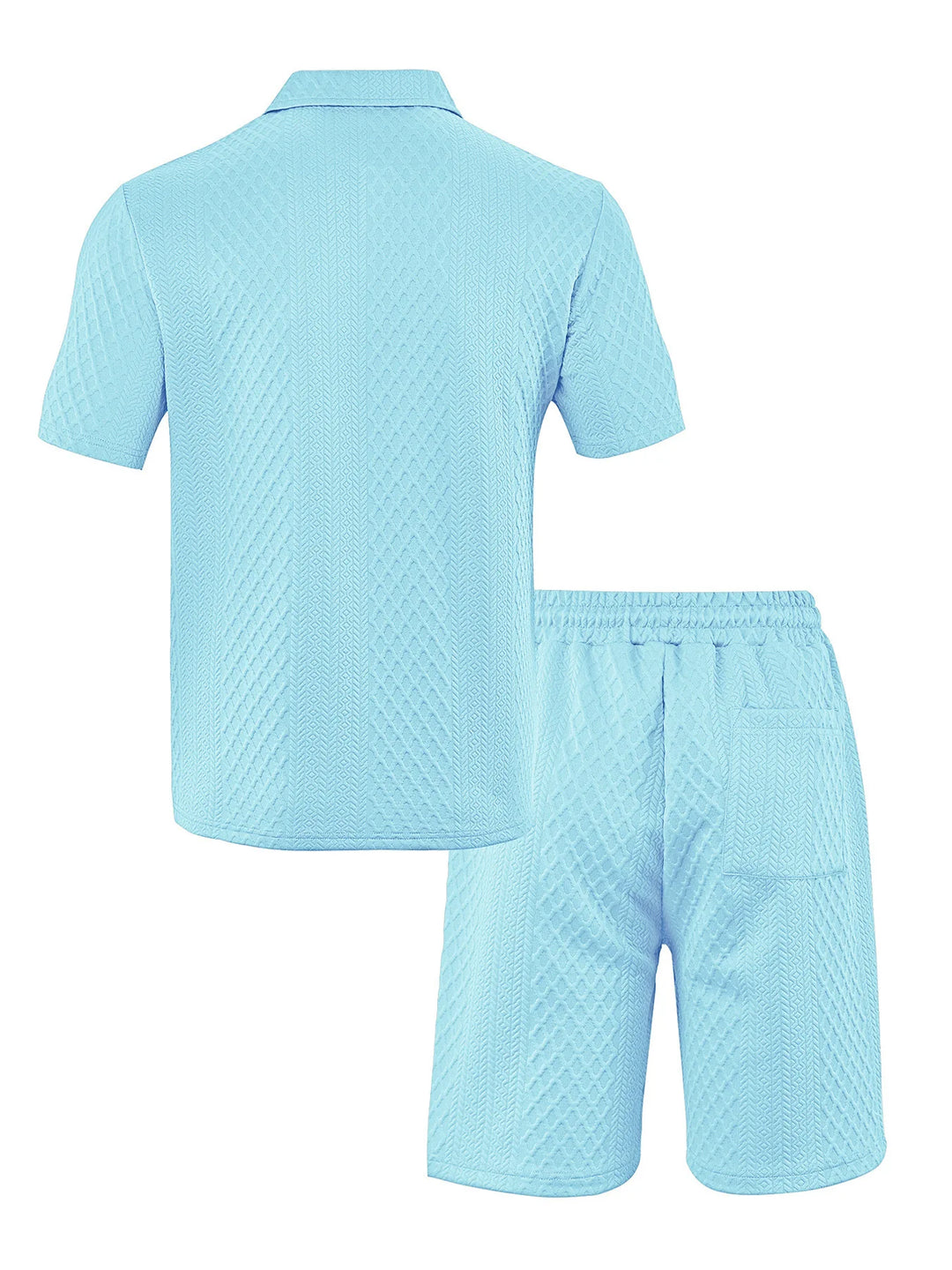 Herren Poloshirt und Shorts Set aus Leichtem Strickstoff – Kurzarm, Kordelzug, Ideal für Sommer und Freizeit 1