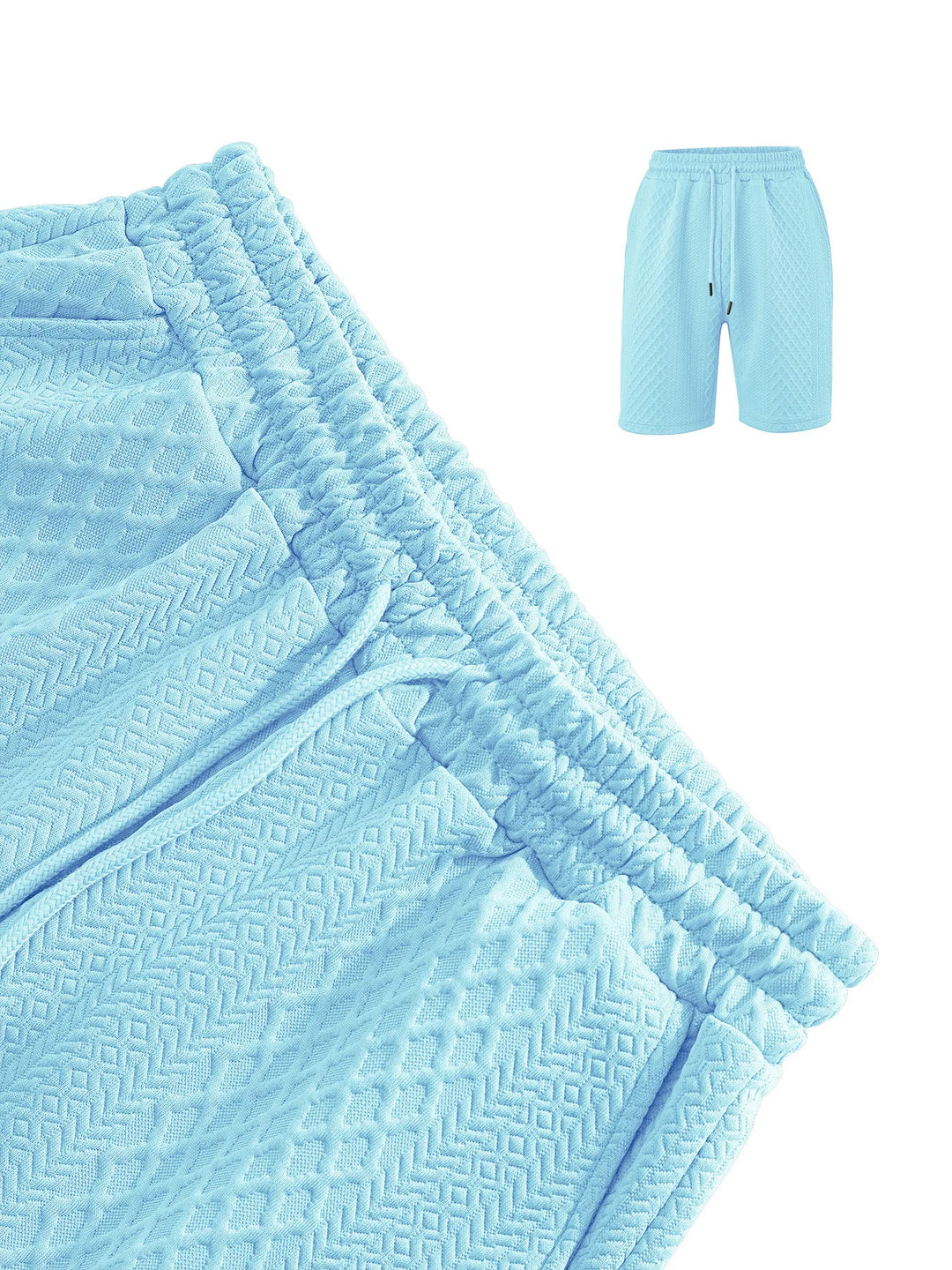 Herren Poloshirt und Shorts Set aus Leichtem Strickstoff – Kurzarm, Kordelzug, Ideal für Sommer und Freizeit 5