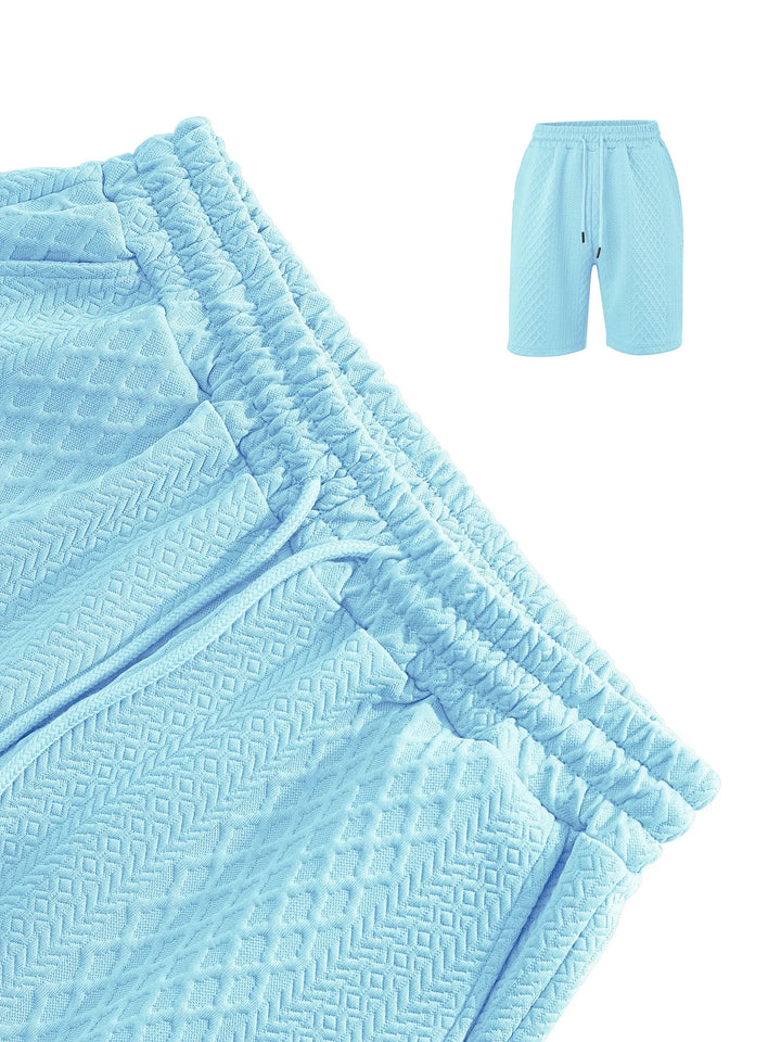 Herren Poloshirt und Shorts Set aus Leichtem Strickstoff – Kurzarm, Kordelzug, Ideal für Sommer und Freizeit 5