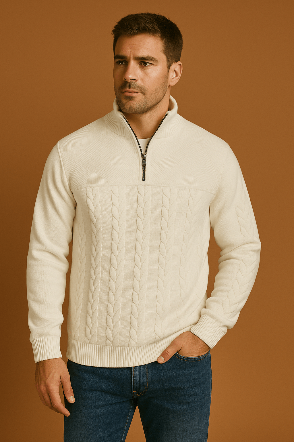 Herren Pullover Reißverschluss – Bequemer Zip-Strick für Herbst & Winter