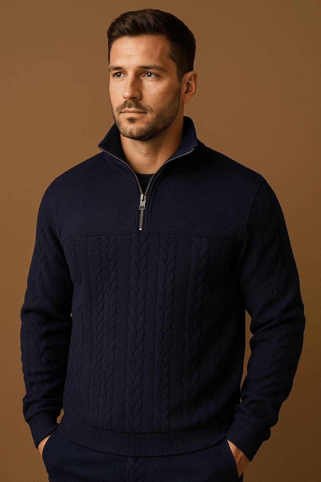 Herren Pullover Reißverschluss – Bequemer Zip-Strick für Herbst & Winter