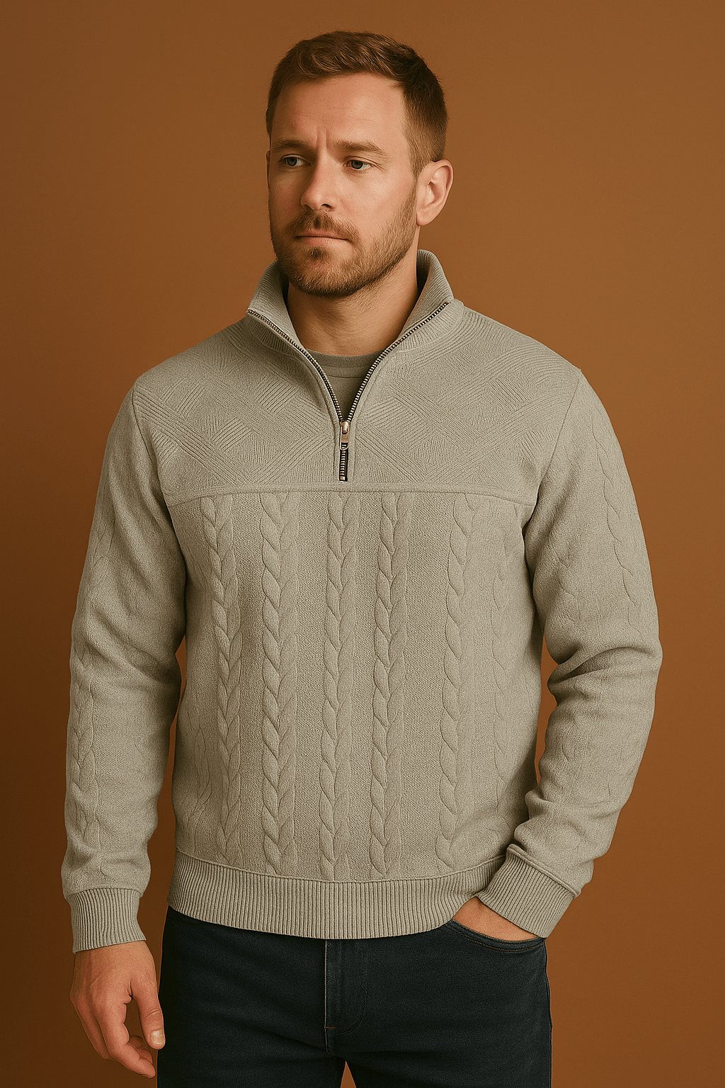 Herren Pullover Reißverschluss – Bequemer Zip-Strick für Herbst & Winter