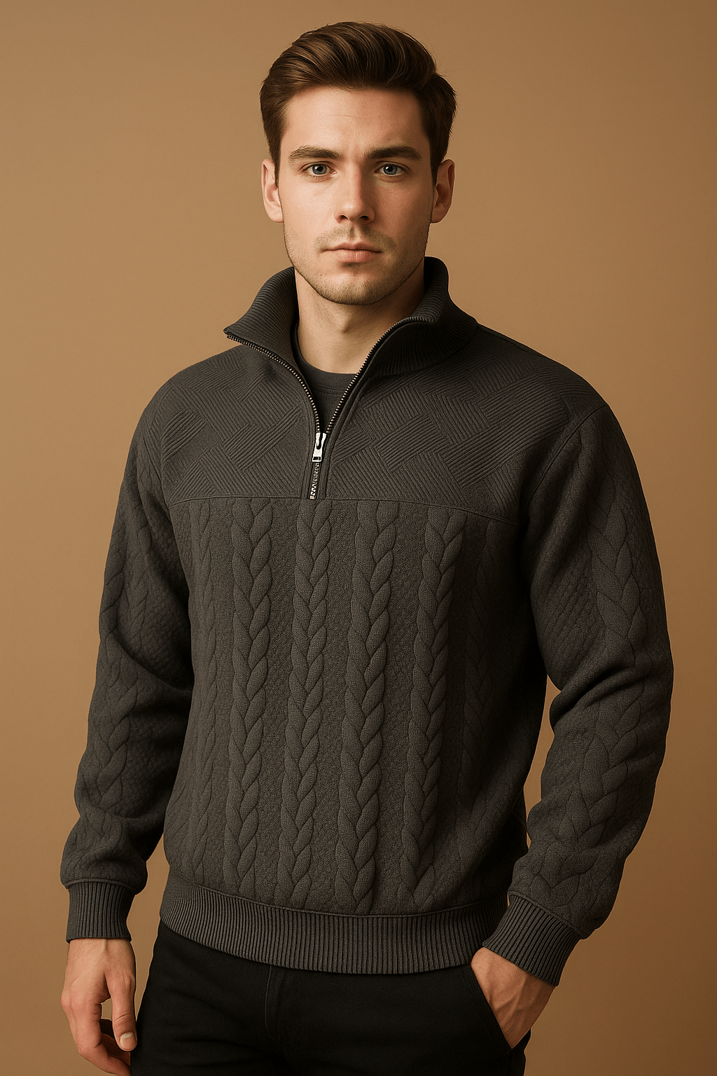 Herren Pullover Reißverschluss – Bequemer Zip-Strick für Herbst & Winter