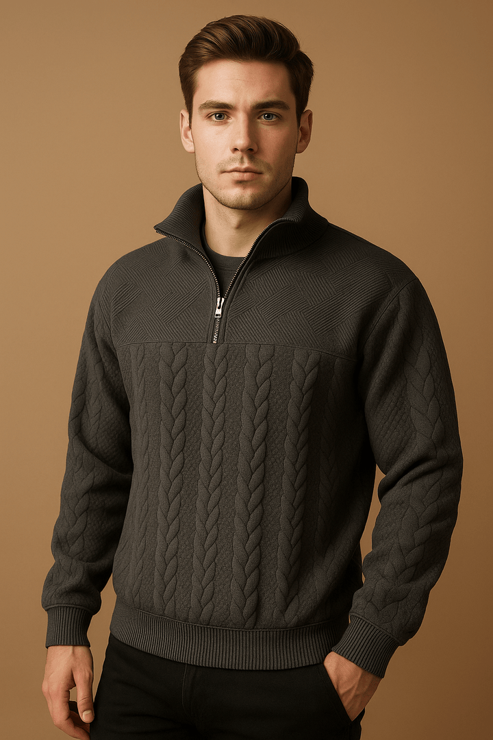 Herren Pullover Reißverschluss – Bequemer Zip-Strick für Herbst & Winter