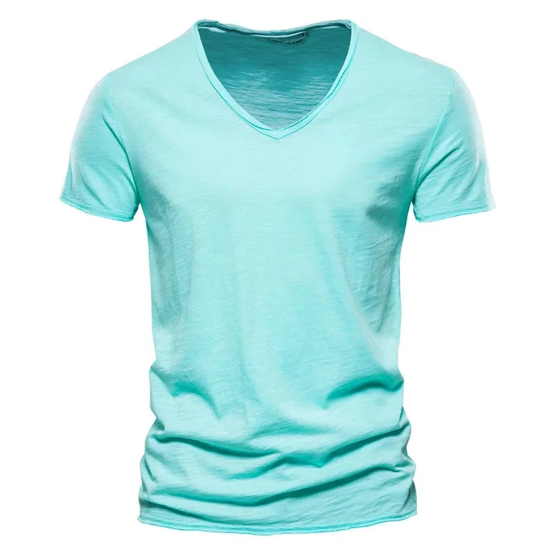 Herren T-Shirt 100% Baumwolle V-Ausschnitt Slim Fit Kurzarm – Modisches Design für Stil und Komfort 10