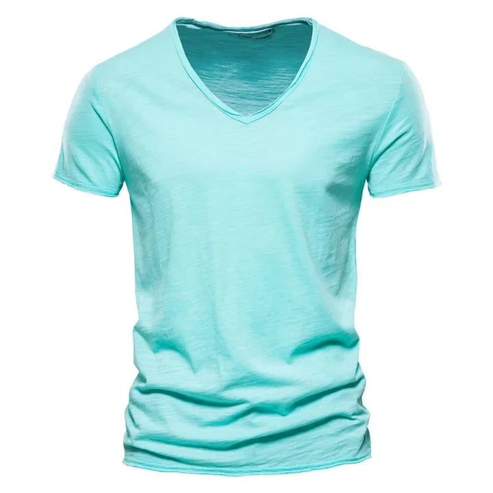 Herren T-Shirt 100% Baumwolle V-Ausschnitt Slim Fit Kurzarm – Modisches Design für Stil und Komfort 10