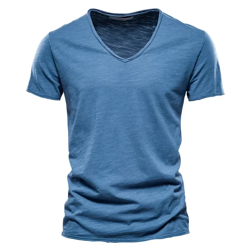 Herren T-Shirt 100% Baumwolle V-Ausschnitt Slim Fit Kurzarm – Modisches Design für Stil und Komfort 11