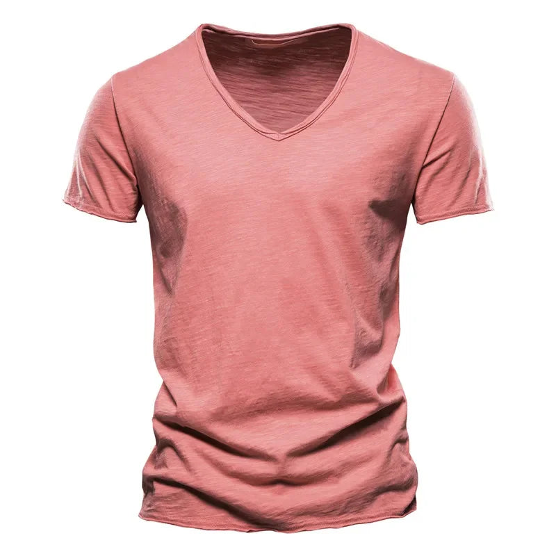 Herren T-Shirt 100% Baumwolle V-Ausschnitt Slim Fit Kurzarm – Modisches Design für Stil und Komfort 12