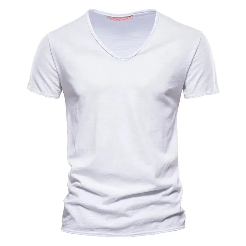 Herren T-Shirt 100% Baumwolle V-Ausschnitt Slim Fit Kurzarm – Modisches Design für Stil und Komfort 15