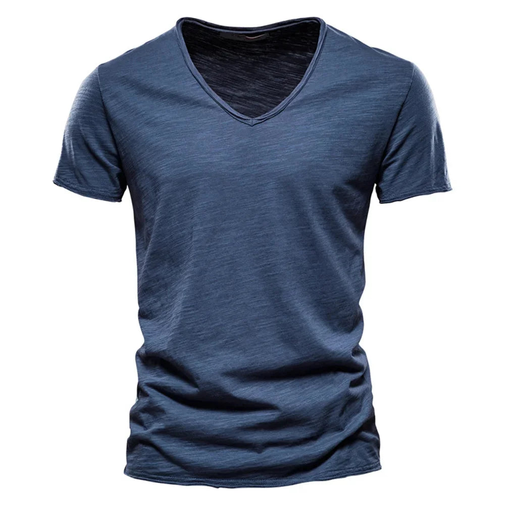 Herren T-Shirt 100% Baumwolle V-Ausschnitt Slim Fit Kurzarm – Modisches Design für Stil und Komfort 6