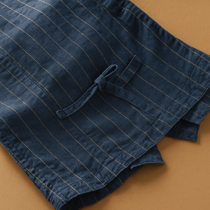 Herren Weste Leinen-Look – Tailliert mit Streifenmuster