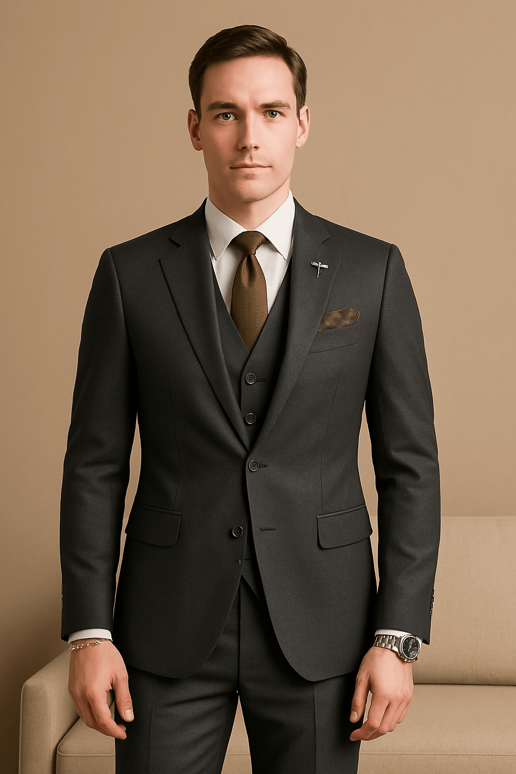 Herrenanzug 3-teilig – Eleganter Anzug mit Weste für Hochzeit & Büro