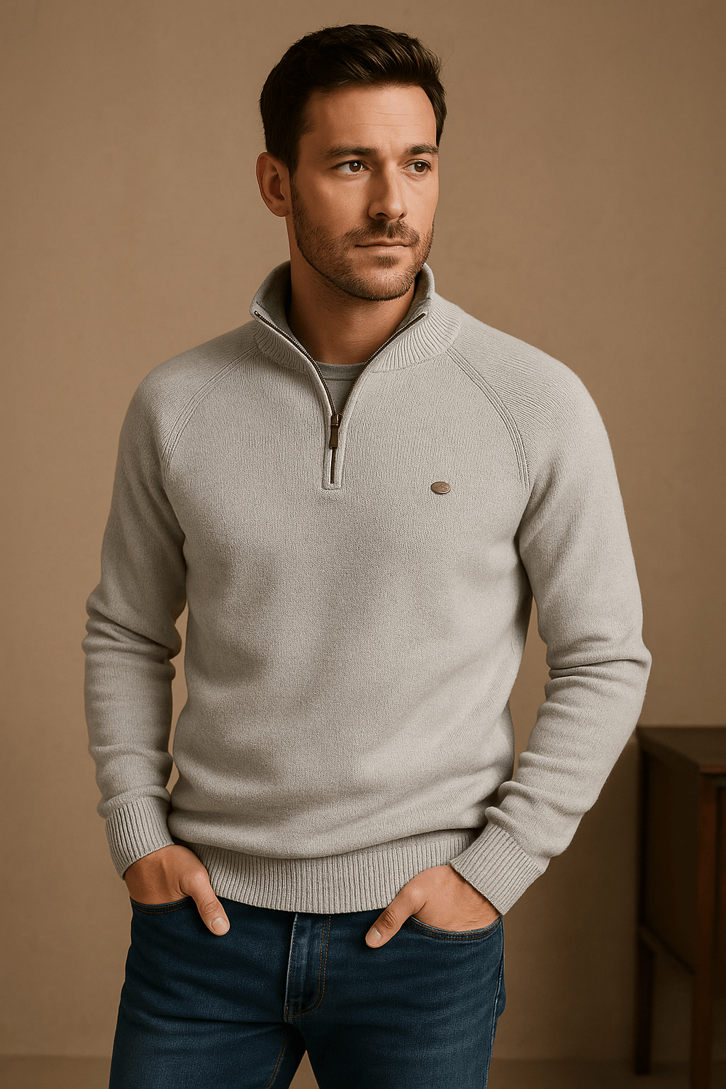 Herrenpullover Modernes Design Langarm Rundhals
