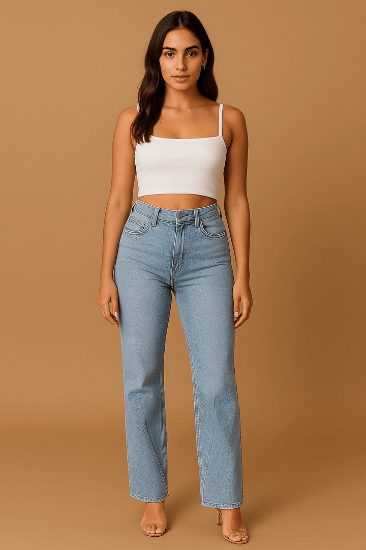High Waist Jeans Damen – Gerade Passform