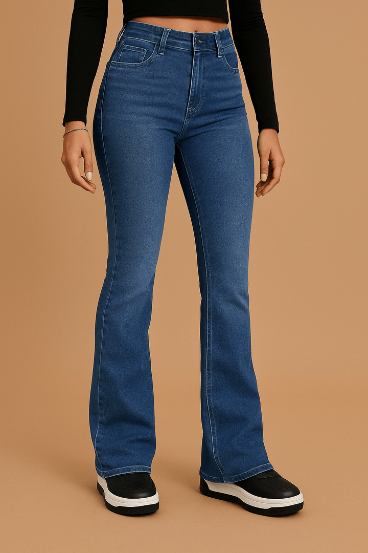 High Waist Jeans Damen – Gerade Passform mit Stretch & Retro-Look