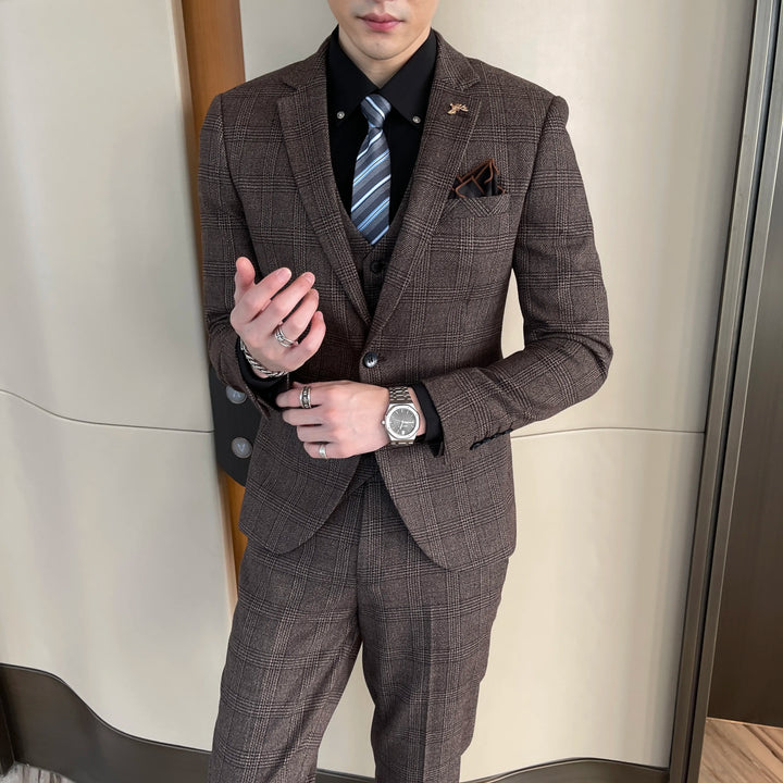 Hochwertiger Dreiteiliger Anzug für Herren im Britisch-Koreanischen Stil – Modisches Business Casual Set mit Weste und Hose 1