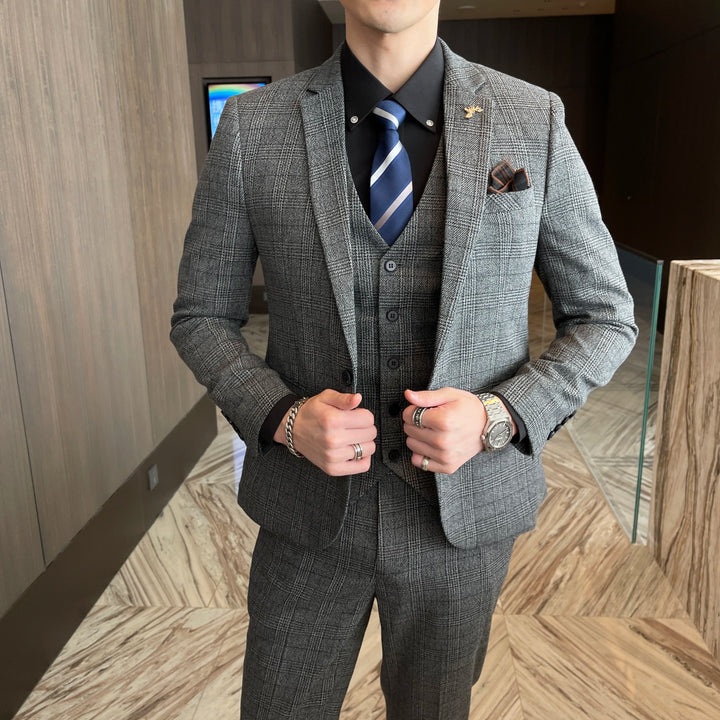 Hochwertiger Dreiteiliger Anzug für Herren im Britisch-Koreanischen Stil – Modisches Business Casual Set mit Weste und Hose 3