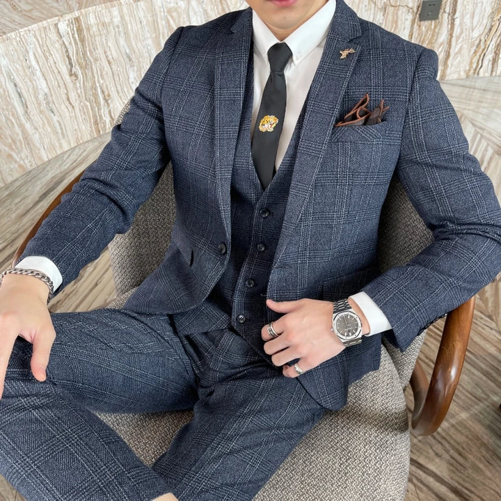 Hochwertiger Dreiteiliger Anzug für Herren im Britisch-Koreanischen Stil – Modisches Business Casual Set mit Weste und Hose 5