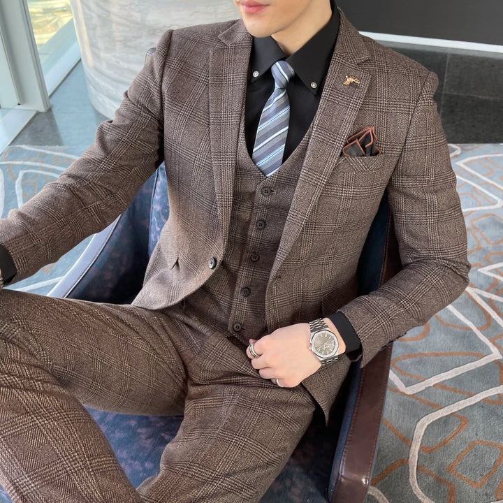 Hochwertiger Dreiteiliger Anzug für Herren im Britisch-Koreanischen Stil – Modisches Business Casual Set mit Weste und Hose 7