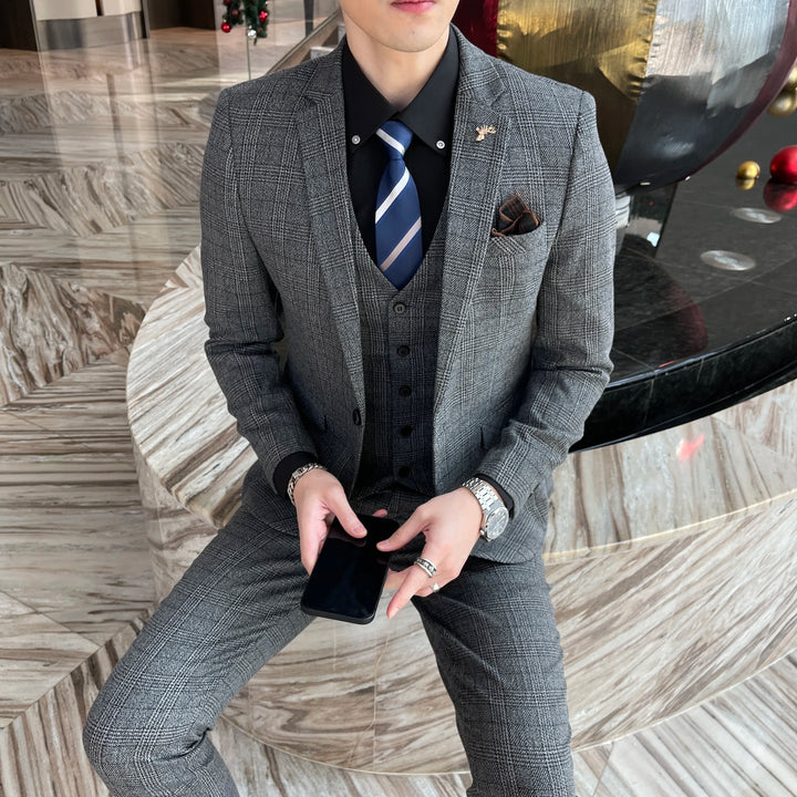 Hochwertiger Dreiteiliger Anzug für Herren im Britisch-Koreanischen Stil – Modisches Business Casual Set mit Weste und Hose 8