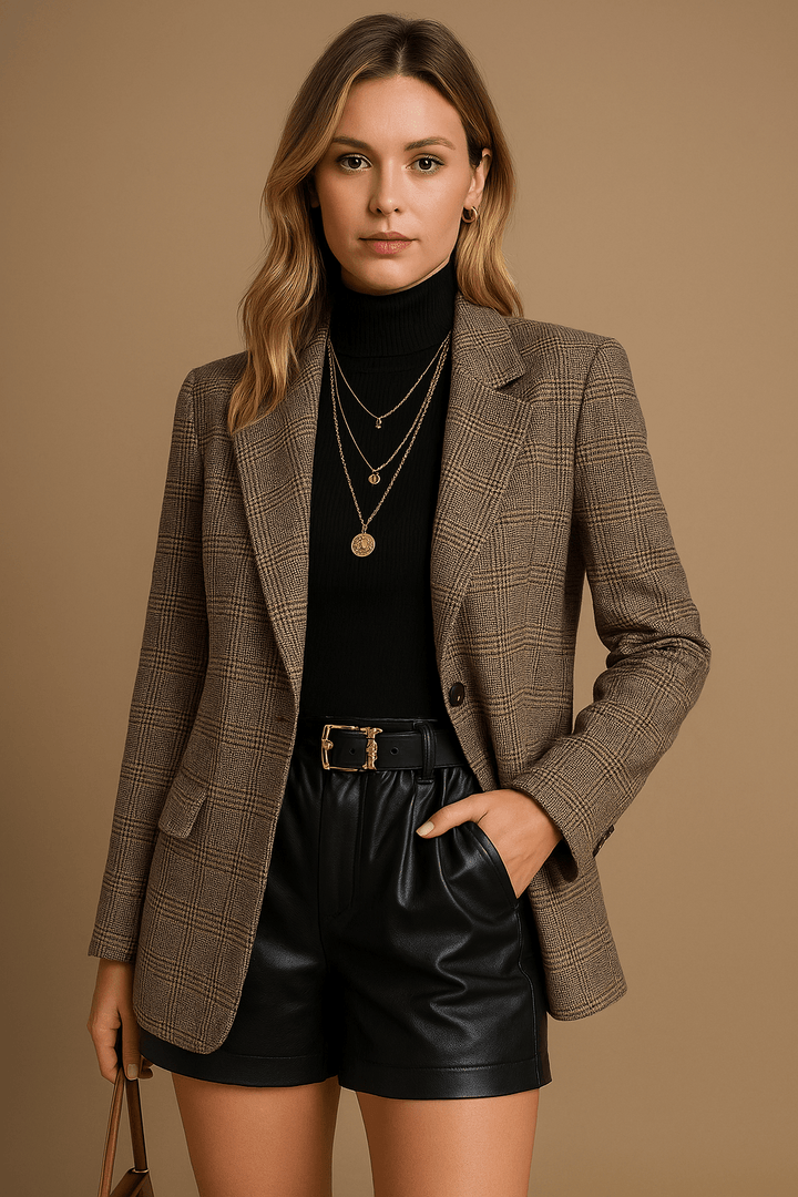 Karierter Blazer für Frauen Tweed - Sportlich und Lässig
