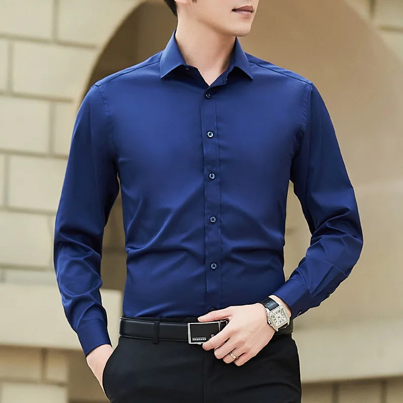Klassisches Herren Hemd in Übergrößen – Slim Fit, Langarm, Weiß aus 40% Baumwolle, 60% Polyester für Business und Alltag 1