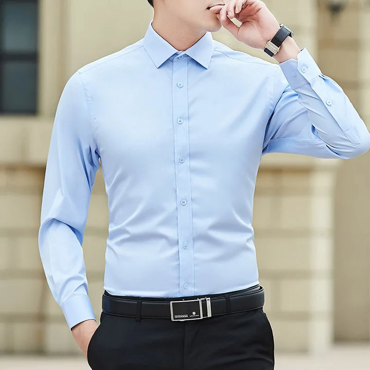 Klassisches Herren Hemd in Übergrößen – Slim Fit, Langarm, Weiß aus 40% Baumwolle, 60% Polyester für Business und Alltag 3