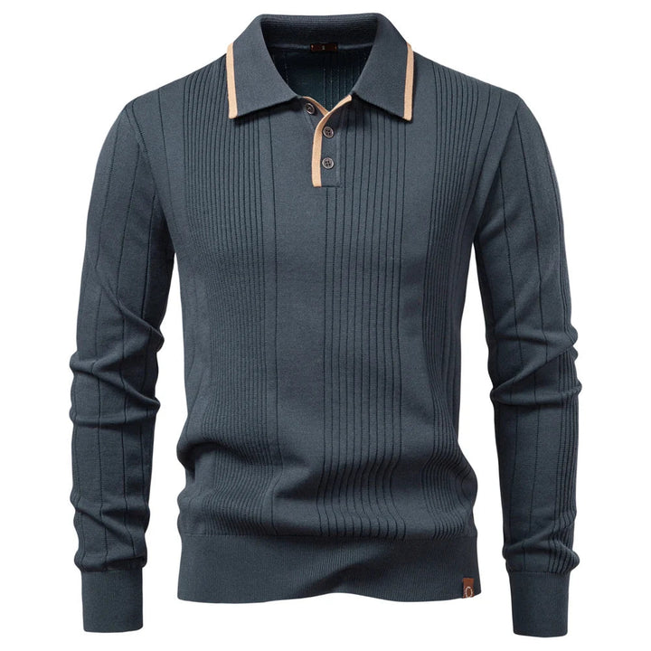 Langarm Poloshirt Herren mit Streifen – Elegantes Poloshirt für Business und Freizeit