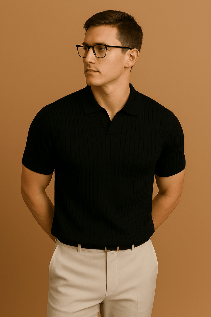 Lebra Herren Strick-Polo Shirt – Elegantes Kurzarm-Poloshirt mit Rippstruktur