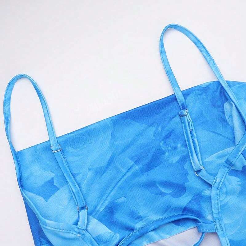 Maxikleid für Damen mit Spaghettiträgern – Elegantes Aquarellprint für Sommerabende und Festlichkeiten 3