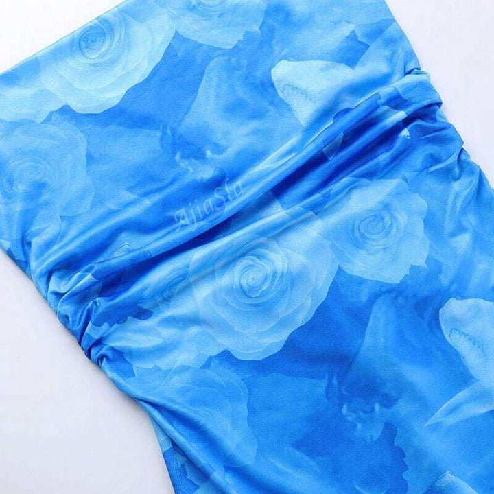 Maxikleid für Damen mit Spaghettiträgern – Elegantes Aquarellprint für Sommerabende und Festlichkeiten 7