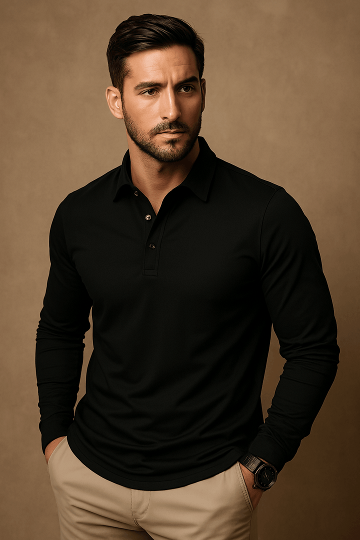 Paulo Herren Langarm-Polo Shirt – Elegantes Poloshirt für Freizeit und Büro