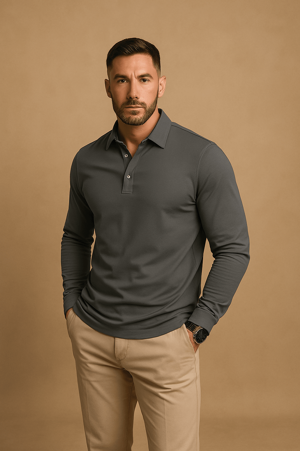 Paulo Herren Langarm-Polo Shirt – Elegantes Poloshirt für Freizeit und Büro