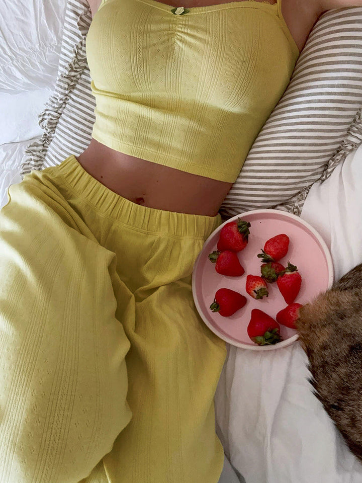 Schlafanzug Damen – Bequemer Pyjama Set mit Cami Top und Langer Hose für Entspannte Nächte