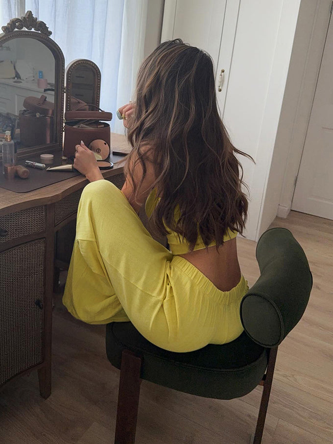 Schlafanzug Damen – Bequemer Pyjama Set mit Cami Top und Langer Hose für Entspannte Nächte