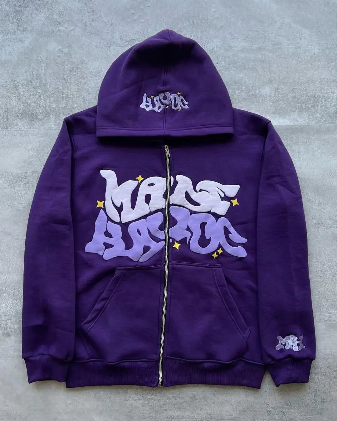 Unisex Zip Hoodie mit Sternen- und Buchstabenprint für Y2K-Look 0