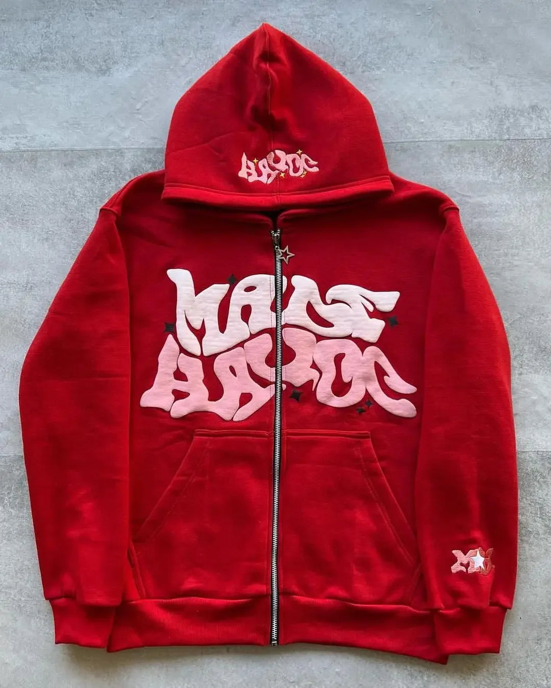 Unisex Zip Hoodie mit Sternen- und Buchstabenprint für Y2K-Look 1